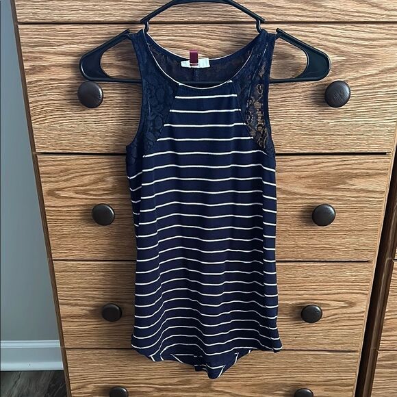3 So juniors Sleeveless Tops - Black, Burgundy, and Navy Striped - Picture 7 of 11